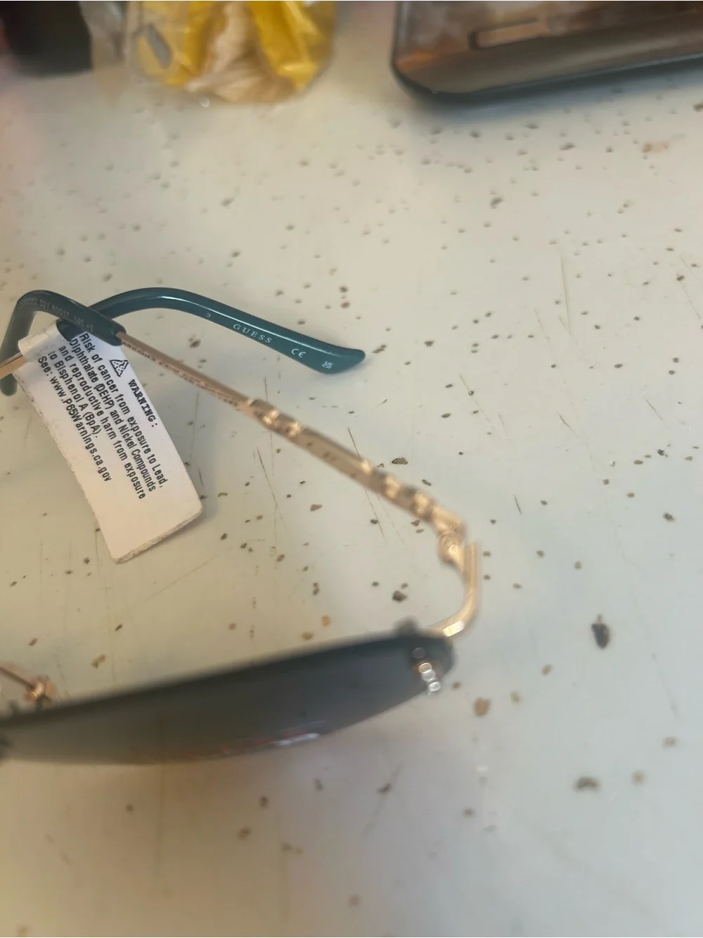 GUESS GO00082 Gold Rimless Oval Sunglasses Blue Lenses Y2K NWT